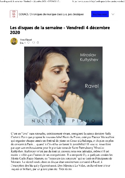 article d'Yves Riesel COUACS sur CD Miroslav Kultyshev