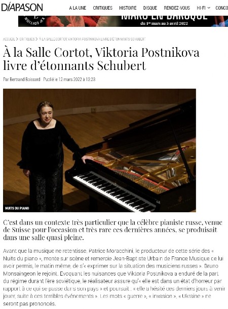 Article Viktoria Postnikova - DIAPASON
